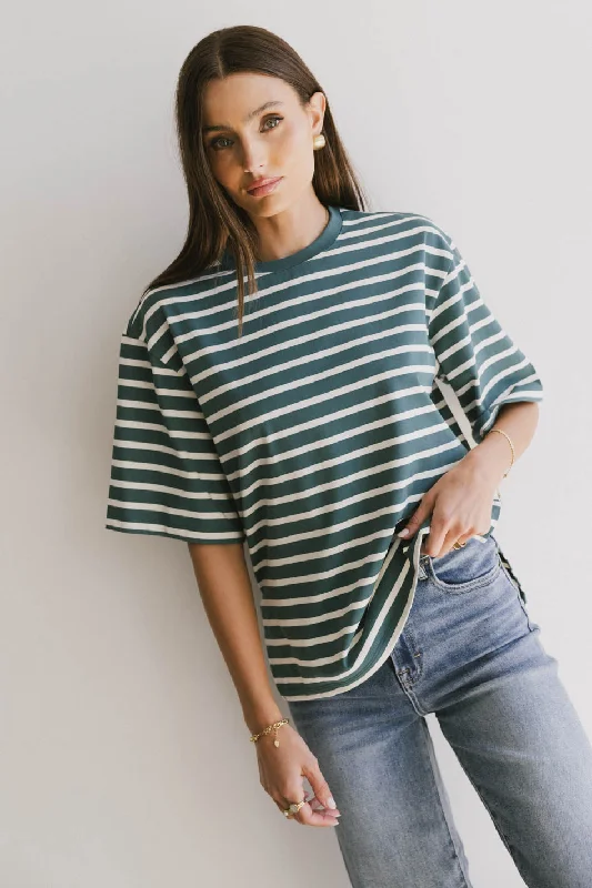 women's stretch dressesFreddie Striped Tee in Teal