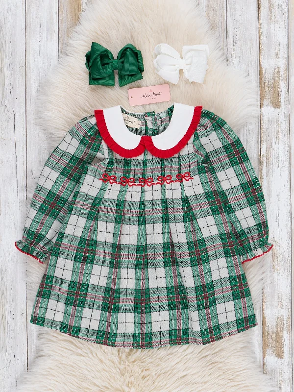 women's stretchy dressesGreen Holiday Plaid Dress