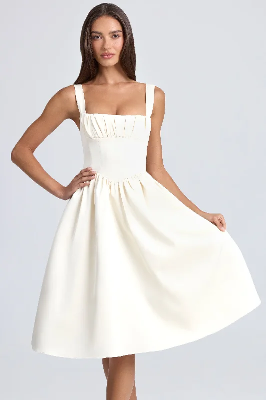 women's cocktail dressesDraped Corset Midaxi Dress in Ivory