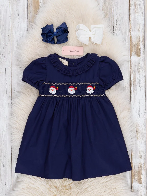 women's fair-trade dressesNavy Smocked Santa Vintage Dress - Restocked!