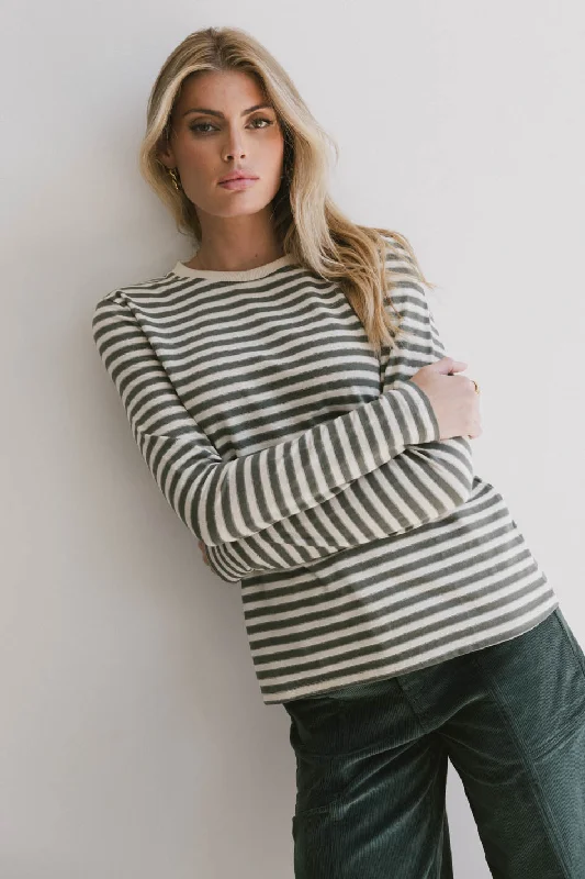 women's versatile dressesReggie Striped Top in Olive and White