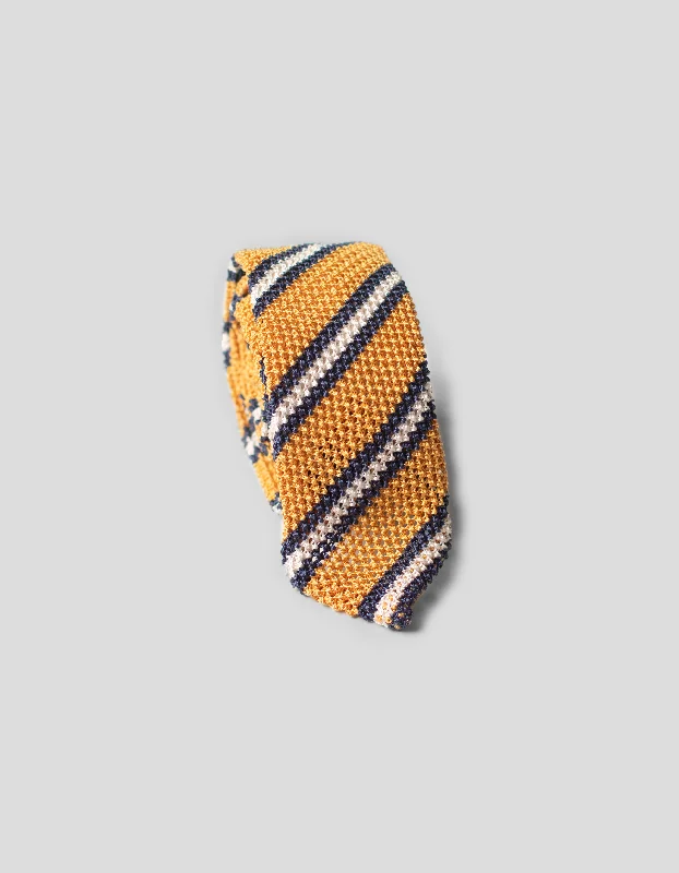 women's cotton dressesSTRIPE POINTED TIP TIE - YELLOW/NAVY