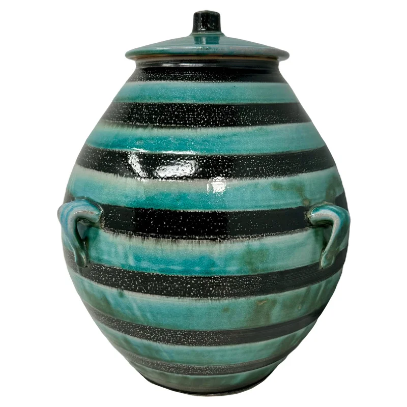 women's luxury dressesStriped Pottery Vessel with Lid and 4 Handles