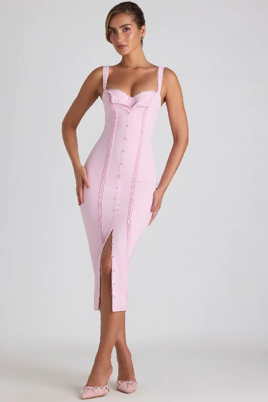 women's custom dressesButton-Detail Midaxi Dress in Soft Pink