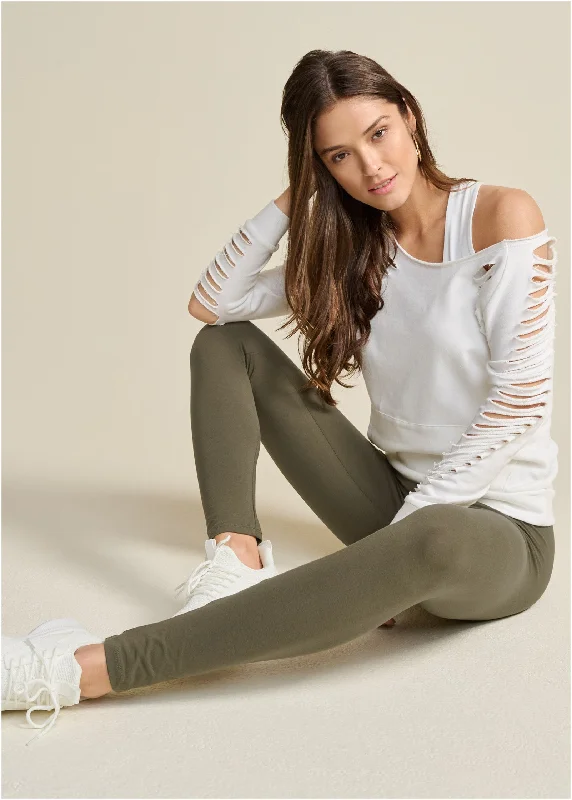 women's striped dressesBasic Leggings - Olive