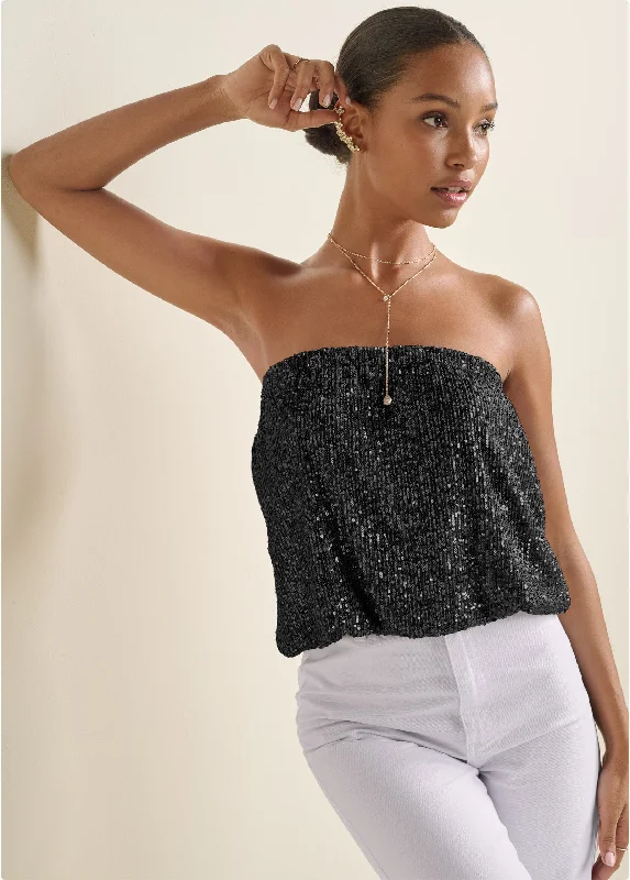 women's maxi dressesSequin Tube Top - Black