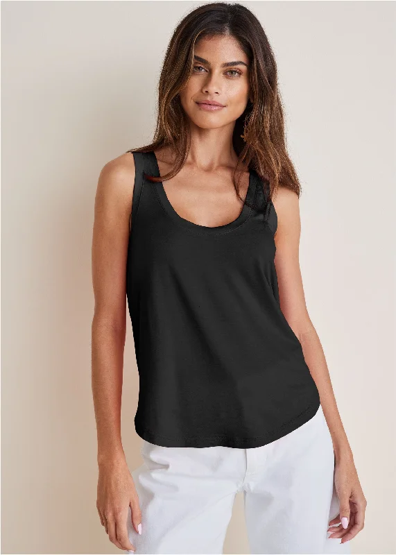 women's curve-hugging dressesScoop Neck Tank - Black