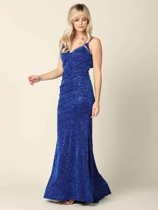 women's empire waist dressesLong Formal Spaghetti Strap Glitter Prom Dress