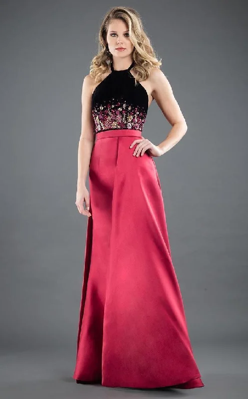 women's breathable dressesRachel Allan Prom Long Halter Beaded Dress 8279