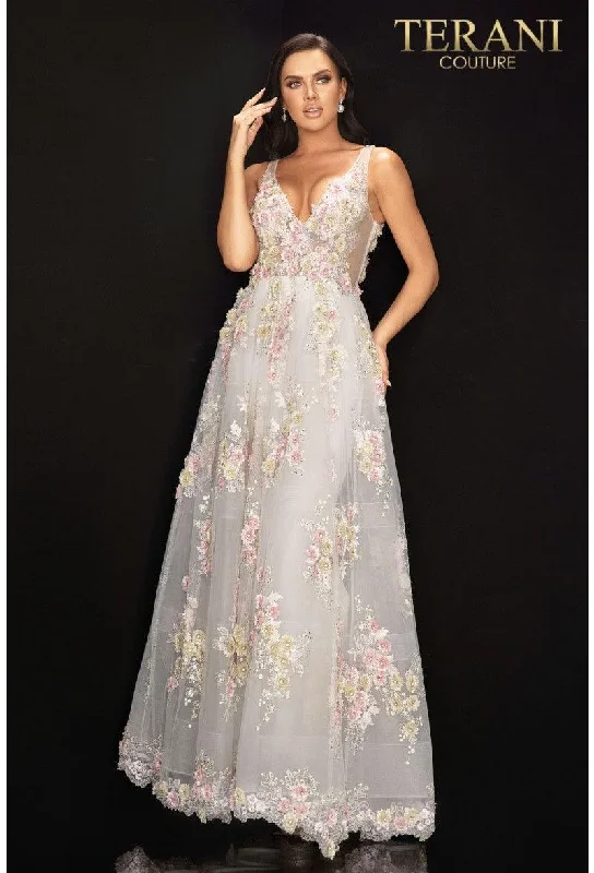 women's cocktail dressesTerani Couture 2011P1171 Prom Long Floral Ball Gown