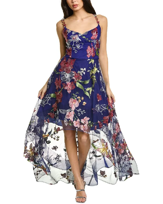 women's shift dressesMarchesa Notte Floral Embroidered Gown