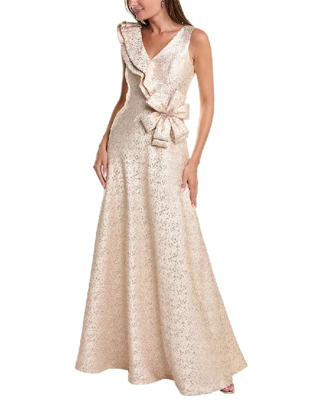 women's trendy dressesTeri Jon by Rickie Freeman Metallic Jacquard Gown